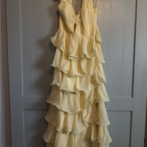 Yellow Ruffled Sleeveless Dress